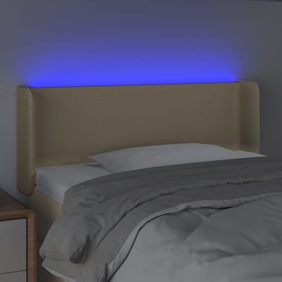 vidaXL Tăblie de pat cu LED, crem, 93x16x78/88 cm, textil