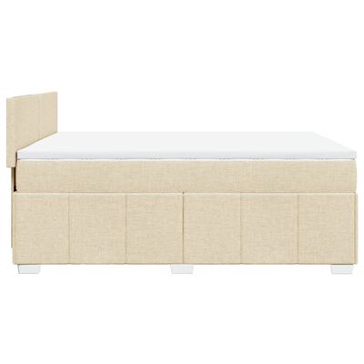 vidaXL Pat box spring cu saltea, crem, 140x200 cm, textil