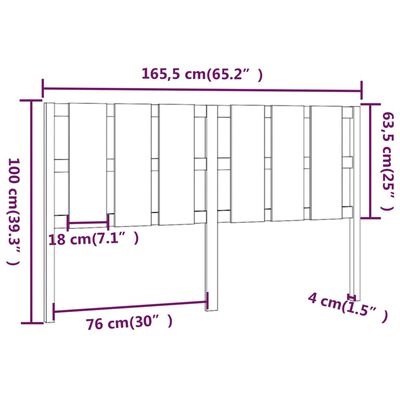 vidaXL Tăblie de pat, negru, 165,5x4x100 cm, lemn masiv de pin