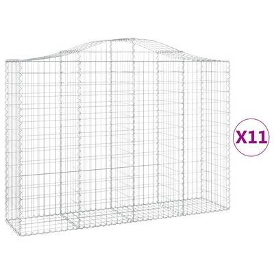 vidaXL Coșuri gabion arcuite 11 buc, 200x50x140/160cm, fier galvanizat