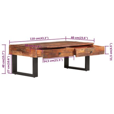 vidaXL Măsuță de cafea, 110x60x40 cm, lemn masiv reciclat