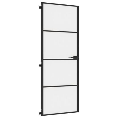 vidaXL Ușă de interior negru 76x201,5 cm sticlă securiz./aluminiu slim