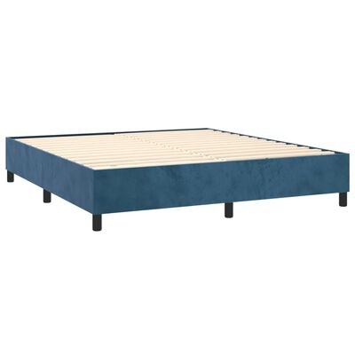 vidaXL Pat box spring cu saltea, albastru închis, 160x200 cm, catifea