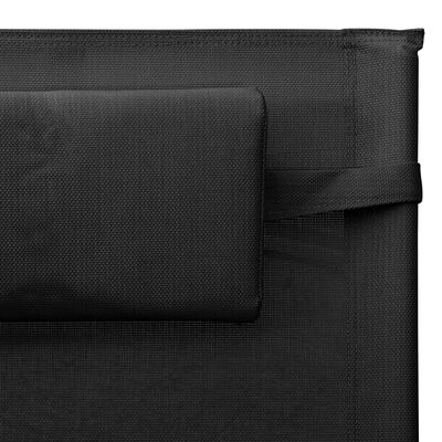 vidaXL Șezlong din textilenă, negru și gri