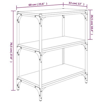 vidaXL Raft cărți stejar fumuriu 60x33x70,5 cm, lemn prelucrat și oțel