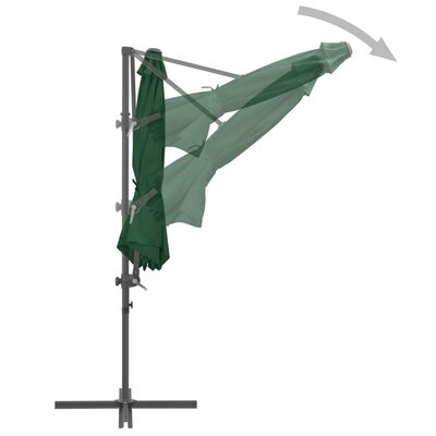 vidaXL Umbrelă suspendată cu stâlp din oțel, verde, 300 cm