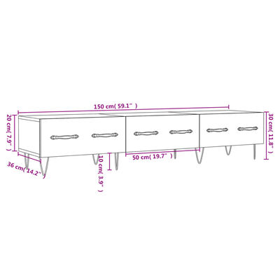 vidaXL Comodă TV, alb, 150x36x30 cm, lemn prelucrat