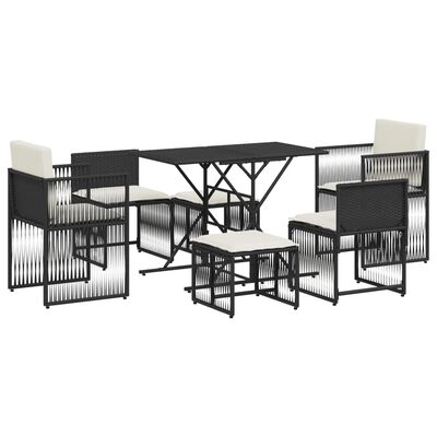 vidaXL Set mobilier de grădină cu perne, 7 piese, negru, poliratan