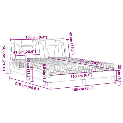 vidaXL Pat cu saltea, maro, 160x200 cm, piele ecologică