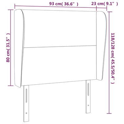 vidaXL Tăblie de pat cu aripioare, crem, 93x23x118/128 cm, țesătură