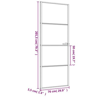 vidaXL Ușă de interior negru 76x201,5 cm sticlă securiz./aluminiu slim