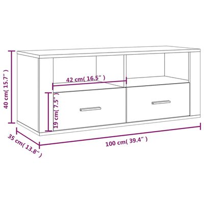 vidaXL Comodă TV, gri sonoma, 100x35x40 cm, lemn prelucrat