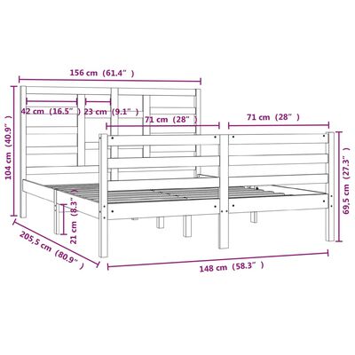 vidaXL Cadru de pat King Size, maro miere, 150x200 cm, lemn masiv