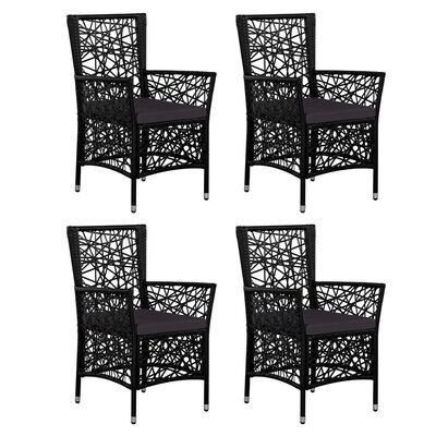 vidaXL Set mobilier de exterior, 5 piese, negru, poliratan