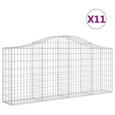 vidaXL Coșuri gabion arcuite 11 buc, 200x30x80/100cm, fier galvanizat