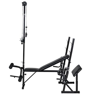 vidaXL Bancă fitness cu rastel greutăți, set haltere/gantere, 30,5kg