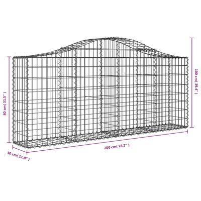 vidaXL Coșuri gabion arcuite 11 buc, 200x30x80/100cm, fier galvanizat