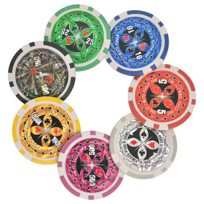 vidaXL Set de poker/blackjack cu 600 de jetoane cu laser din aluminiu