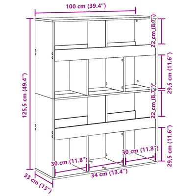 vidaXL Bibliotecă, stejar artizanal, 100x33x125,5 cm, lemn prelucrat