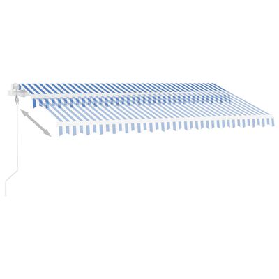 vidaXL Copertină autonomă retractabilă automat albastru&alb 450x300 cm