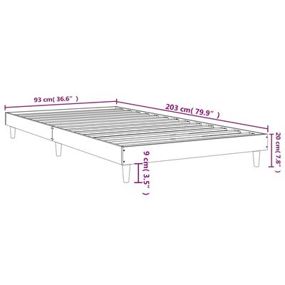 vidaXL Cadru pat fără saltea stejar maro, 90x200 cm, lemn prelucrat