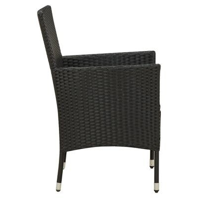 vidaXL Set mobilier de exterior cu perne, 5 piese, negru, poliratan