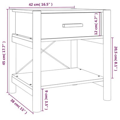 vidaXL Noptiere, 2 buc., negru, 42x38x45 cm, lemn compozit