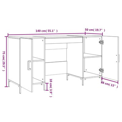 vidaXL Birou, stejar maro, 140x50x75 cm, lemn compozit