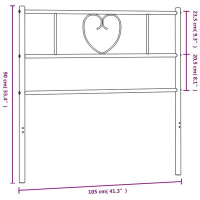 vidaXL Tăblie de pat metalică, negru, 100 cm