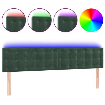 vidaXL Tăblie de pat cu LED, verde închis, 180x5x78/88 cm, catifea