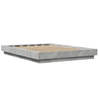 vidaXL Cadru de pat, gri beton, 140x190 cm, lemn prelucrat