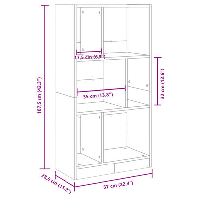 vidaXL Bibliotecă, stejar sonoma, 57x28,5x107,5 cm, lemn prelucrat