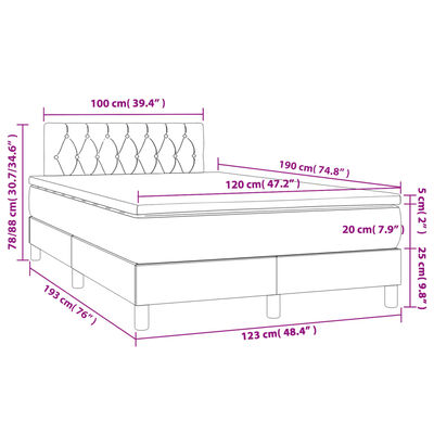 vidaXL Pat box spring cu saltea, negru, 120x190 cm, catifea