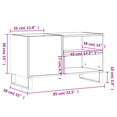 vidaXL Dulap de discuri, alb, 85x38x48 cm, lemn prelucrat