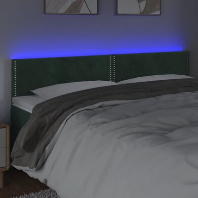 vidaXL Tăblie de pat cu LED, verde închis, 180x5x78/88 cm, catifea