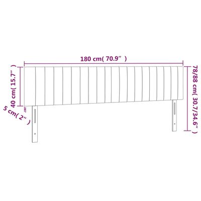 vidaXL Tăblie de pat cu LED, negru, 180x5x78/88 cm, catifea