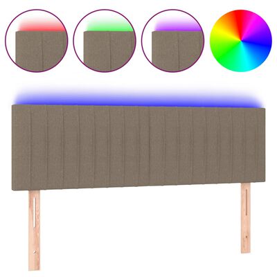 vidaXL Tăblie de pat cu LED, gri taupe, 144x5x78/88 cm, textil