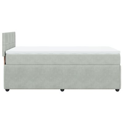 vidaXL Pat box spring cu saltea, gri deschis, 100x200 cm, catifea