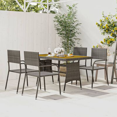 vidaXL Set de mobilier de exterior, 5 piese, gri, poliratan