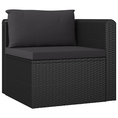 vidaXL Set mobilier de grădină cu perne, 10 piese, negru, poliratan