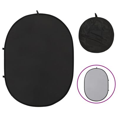 vidaXL Ecran de fundal studio foto 2-în-1 negru și gri 200x150 cm oval