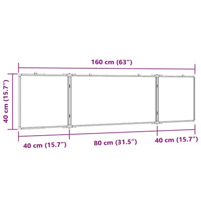 vidaXL Tablă magnetică pliabilă, alb, 160x40x1,7 cm, aluminiu