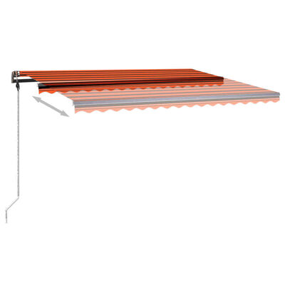 vidaXL Copertină retractabilă manual, LED, portocaliu/ maro 450x350 cm