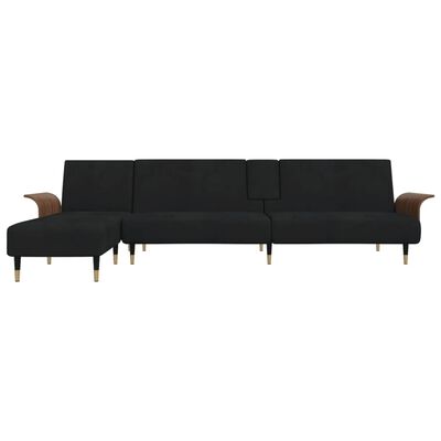 vidaXL Canapea extensibilă în formă de L negru 279x140x70 cm catifea