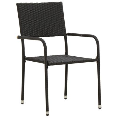 vidaXL Set mobilier de exterior, 3 piese, negru, poliratan