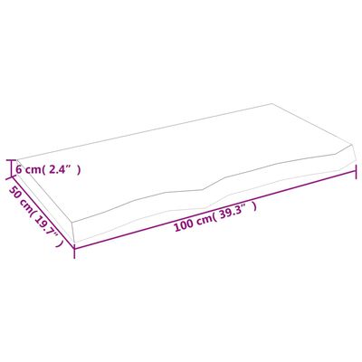 vidaXL Blat de masă maro 100x50x(2-6) cm, lemn masiv stejar tratat