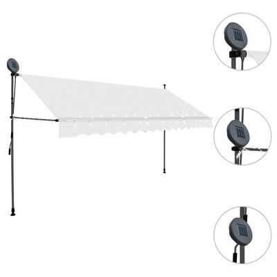 vidaXL Copertină retractabilă manual cu LED, crem, 400 cm