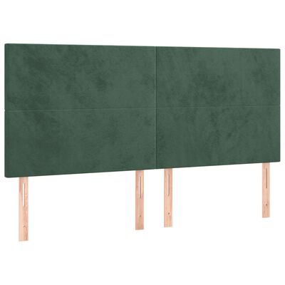 vidaXL Tăblie de pat cu LED, verde închis, 160x5x118/128 cm, catifea