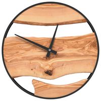 vidaXL Ceas de perete, maro, Ø35 cm, fier și lemn de măslin