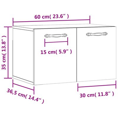 vidaXL Dulap de perete, stejar fumuriu, 60x36,5x35 cm, lemn prelucrat